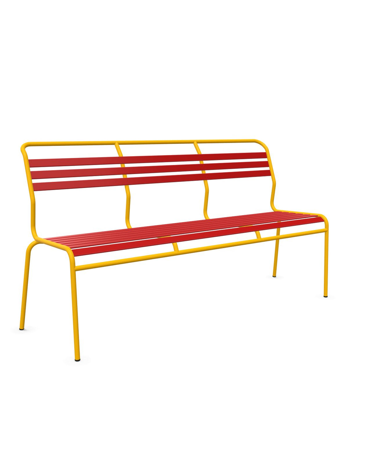 Schaffner Säntis Banc à lattes 3 places sans accoudoirs Rouge 30 Jaune 11