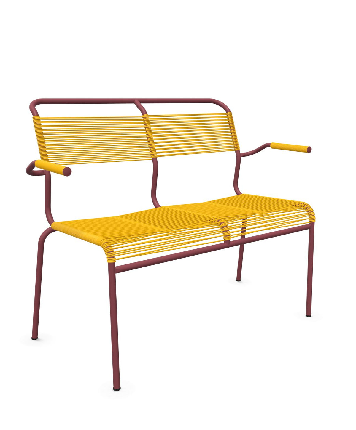 Schaffner Säntis Banc Spaghetti 2 places avec accoudoirs Jaune 11 Bordeaux 38