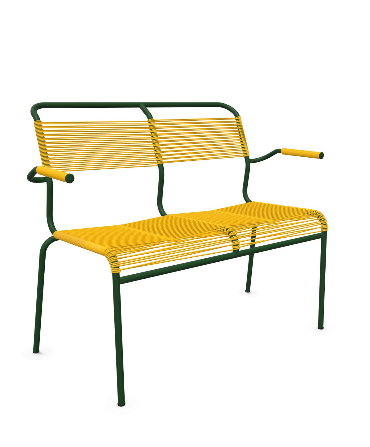 Schaffner Säntis Banc Spaghetti 2 places avec accoudoirs Jaune 11 Vert Sapin 66