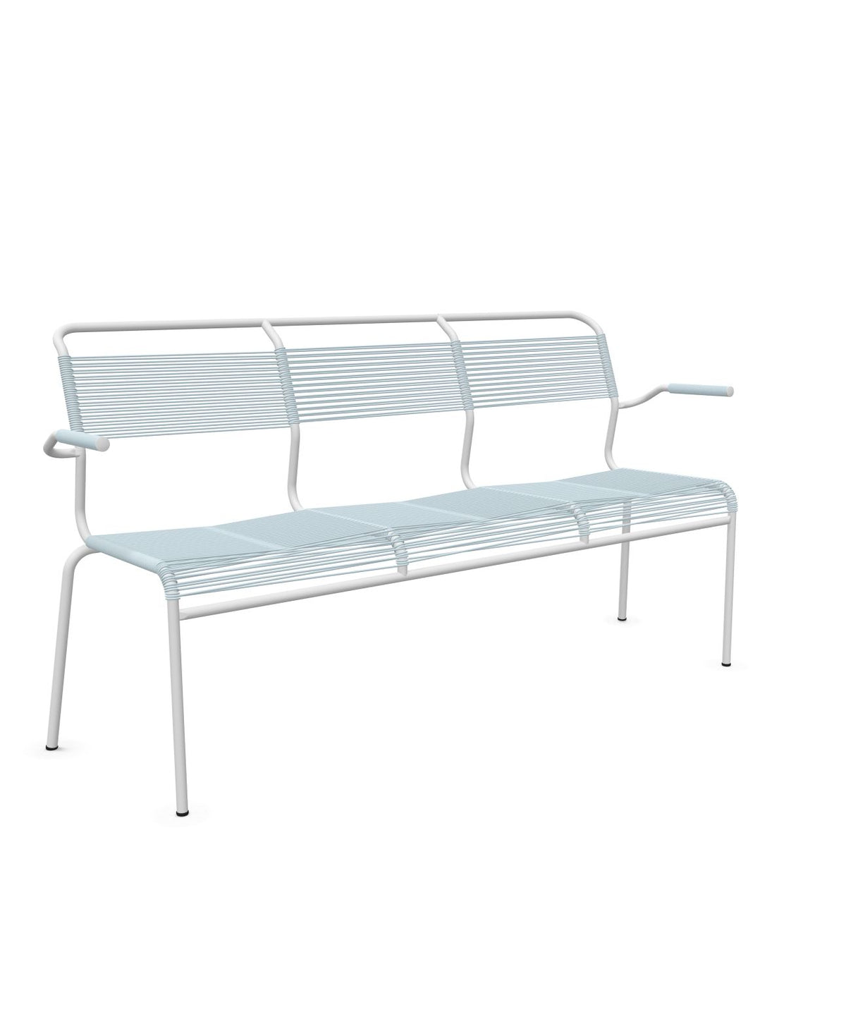 Schaffner Säntis Banc Spaghetti 3 places avec accoudoirs Bleu Pastel 51 Blanc 90