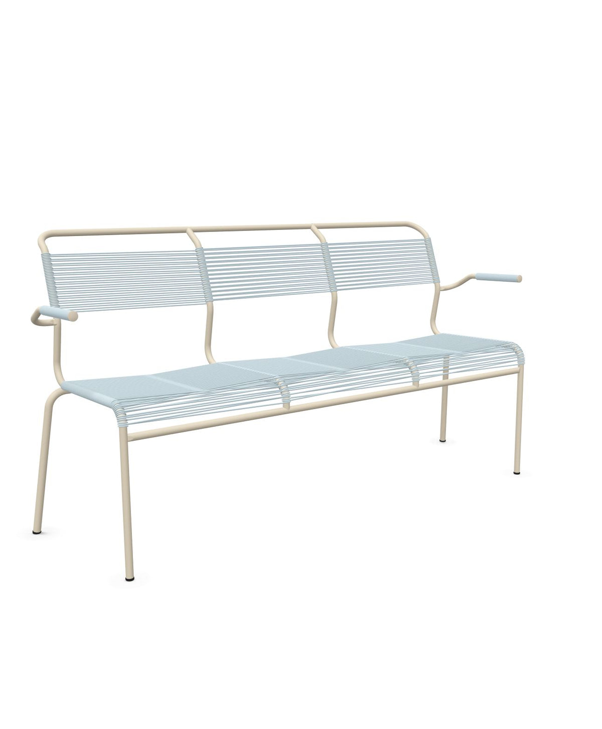 Schaffner Säntis Banc Spaghetti 3 places avec accoudoirs Bleu Pastel 51 Sable Pastel 15
