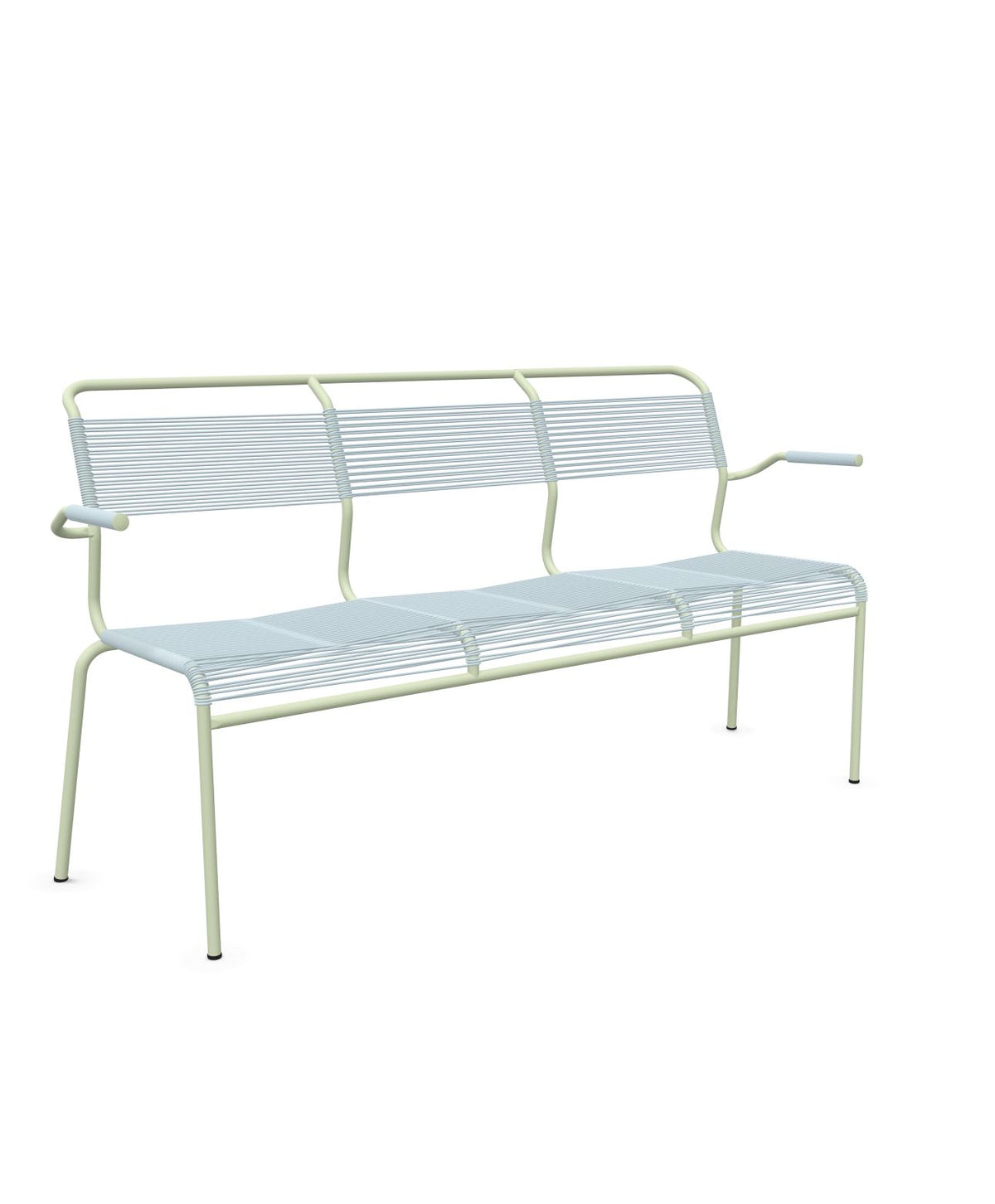 Schaffner Säntis Banc Spaghetti 3 places avec accoudoirs Bleu Pastel 51 Vert Pastel 64