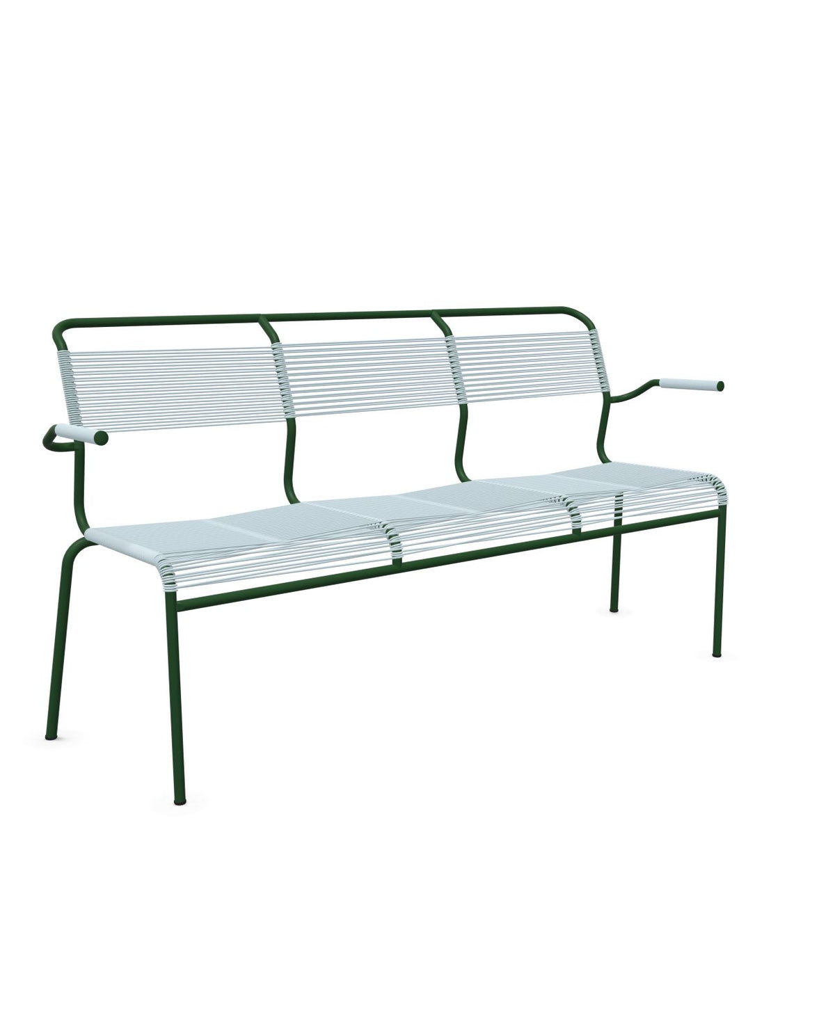 Schaffner Säntis Banc Spaghetti 3 places avec accoudoirs Bleu Pastel 51 Vert Sapin 66