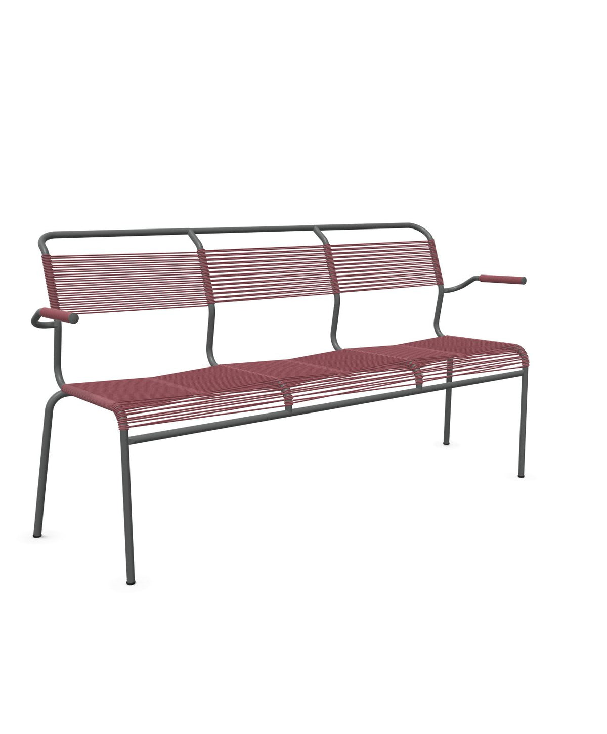 Schaffner Säntis Banc Spaghetti 3 places avec accoudoirs Bordeaux 38 Graphite 73