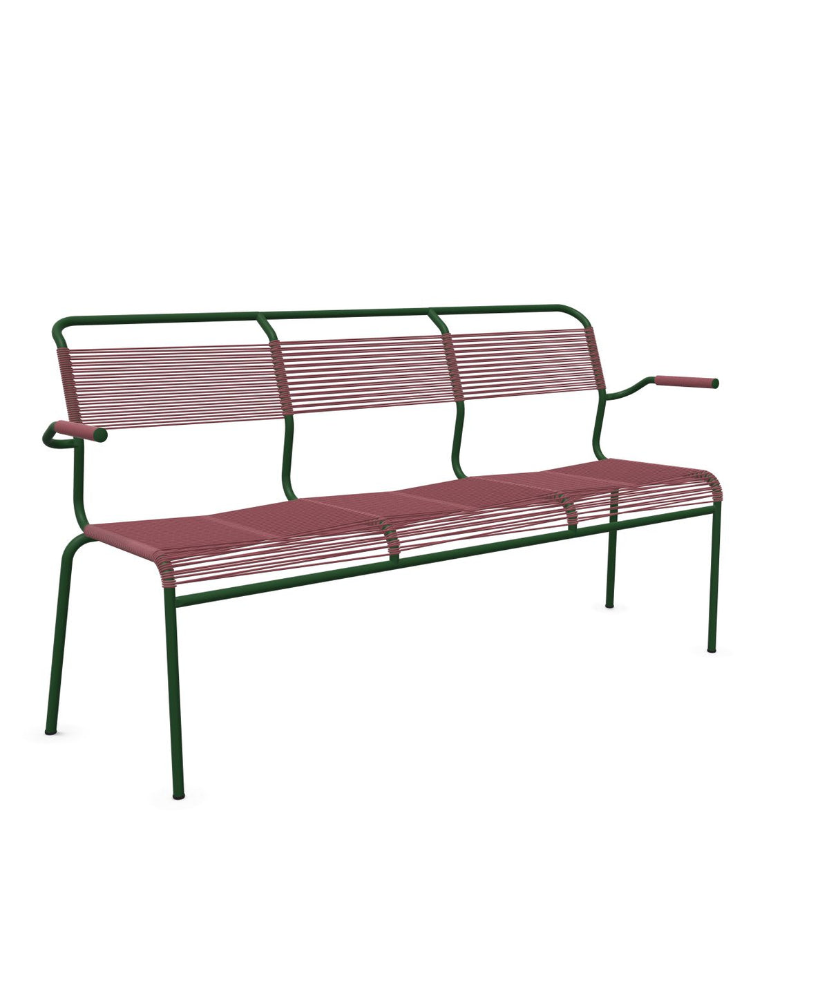 Schaffner Säntis Banc Spaghetti 3 places avec accoudoirs Bordeaux 38 Vert Sapin 66