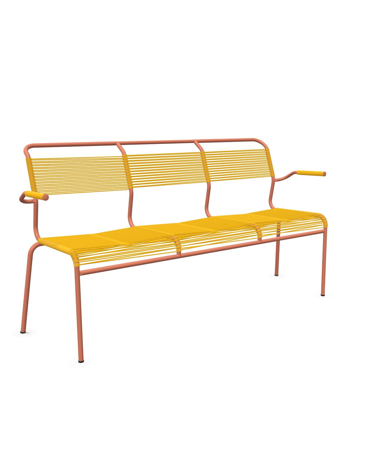 Schaffner Säntis Banc Spaghetti 3 places avec accoudoirs Jaune 11 Terracotta 84