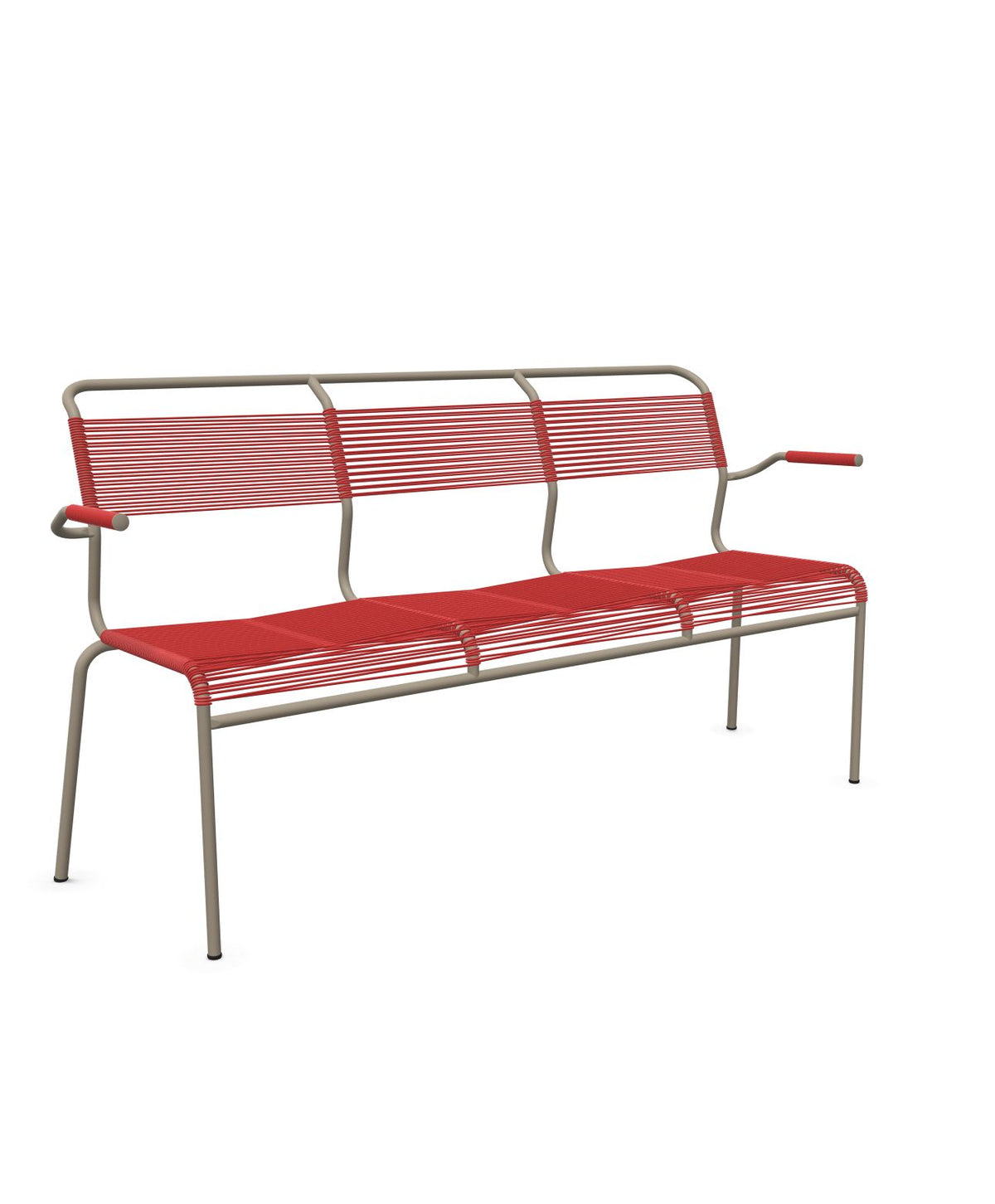 Schaffner Säntis Banc Spaghetti 3 places avec accoudoirs Rouge 30 Champagne 85