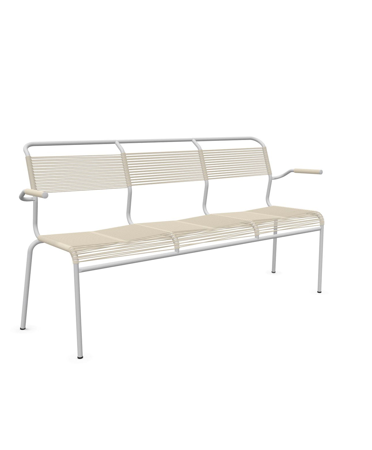 Schaffner Säntis Banc Spaghetti 3 places avec accoudoirs Sable Pastel 15 Gris Argent 78