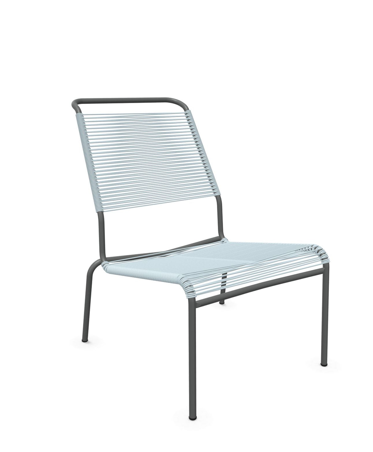 Schaffner Säntis Chaise basse Haut dossier Spaghetti Bleu Pastel 51 Graphite 73