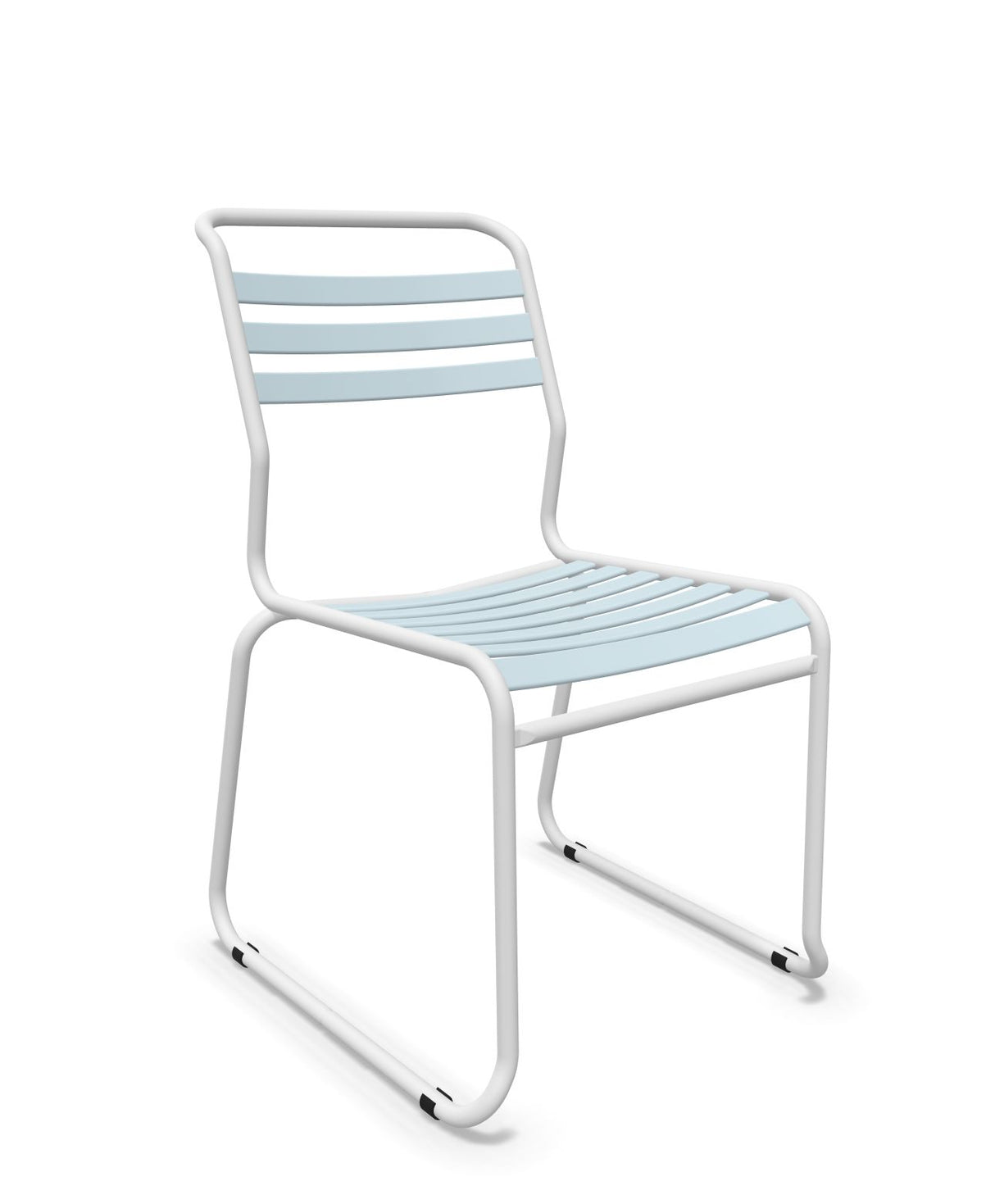 Schaffner Säntis Chaise luge à lattes Bleu Pastel 51 Blanc 90