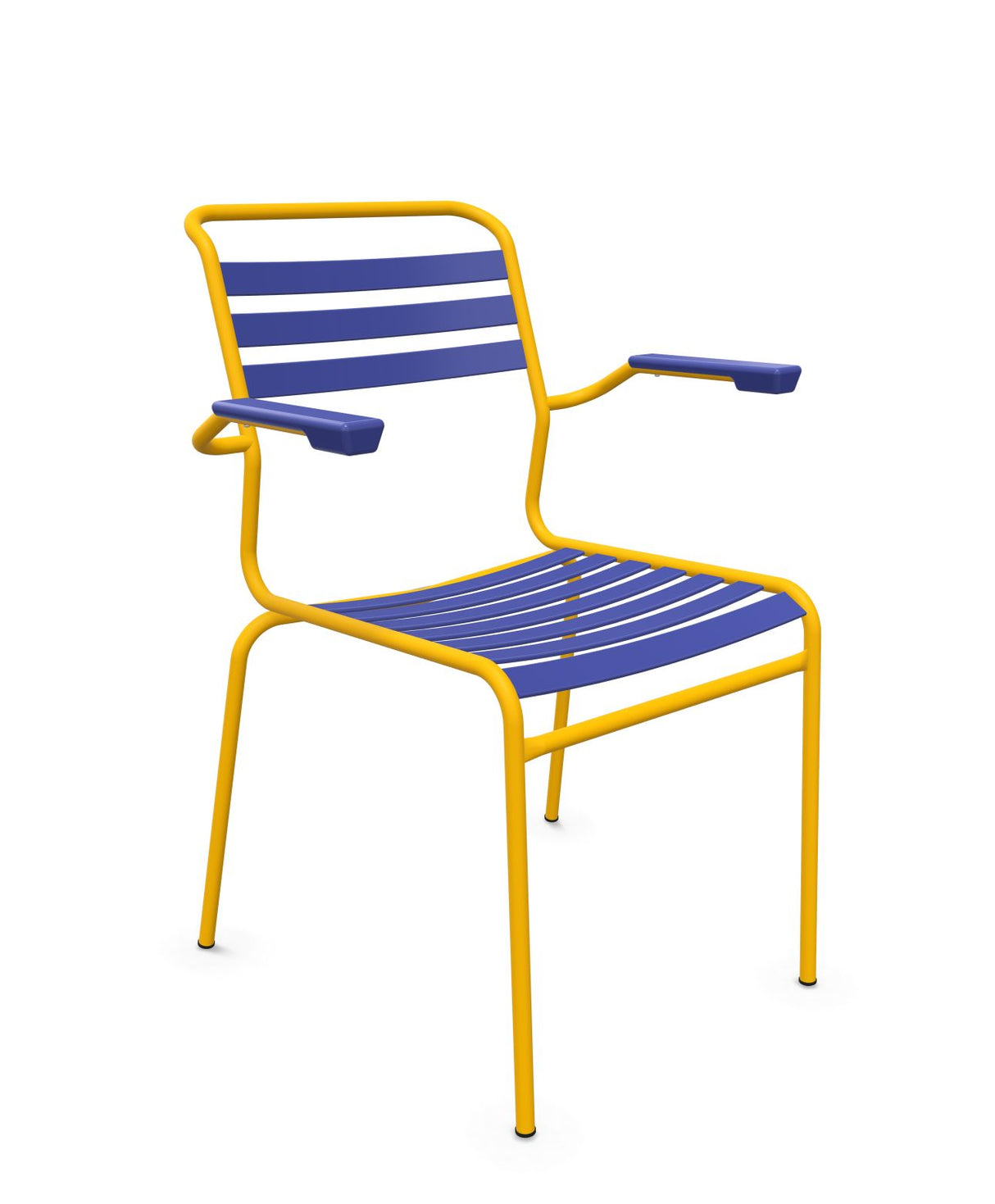 Schaffner Säntis Fauteuil à lattes Bleu 53 Jaune 11