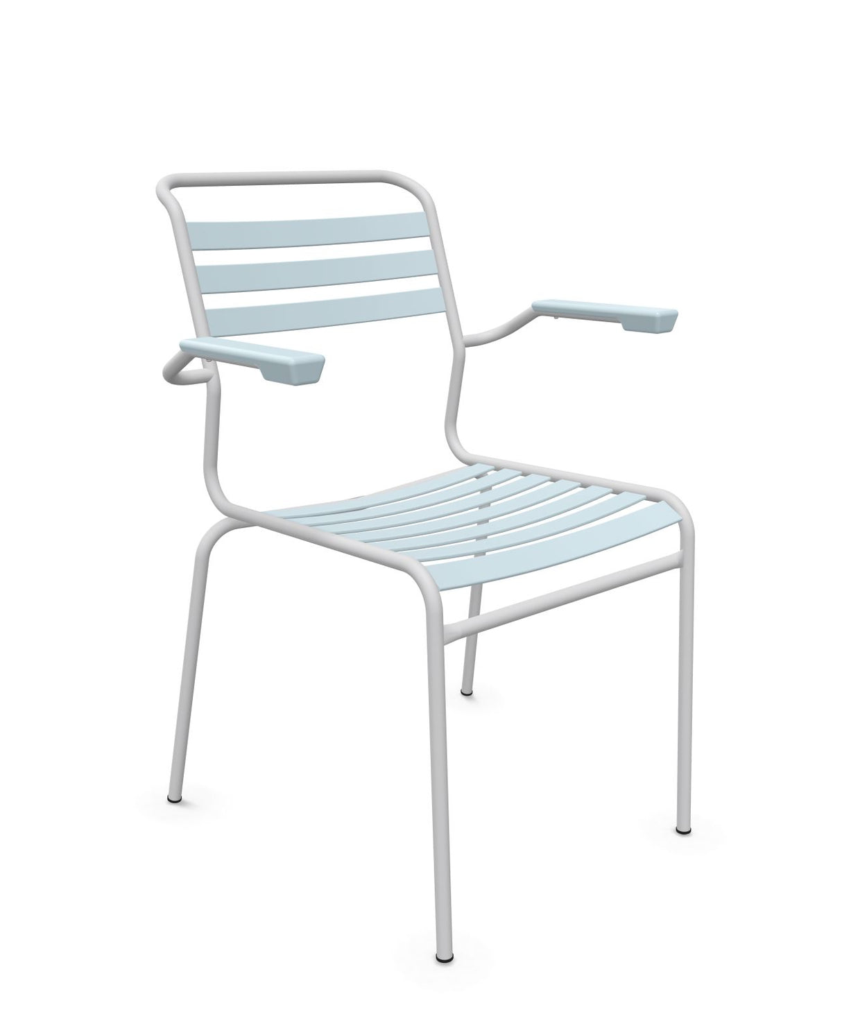 Schaffner Säntis Fauteuil à lattes Bleu Pastel 51 Gris Argent 78