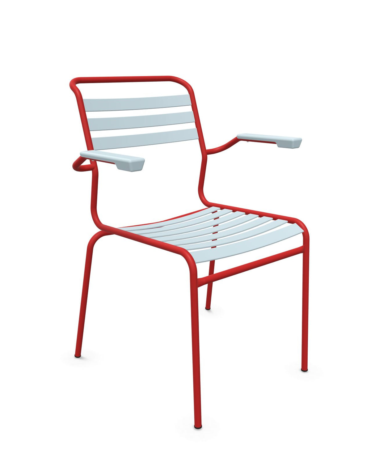 Schaffner Säntis Fauteuil à lattes Bleu Pastel 51 Rouge 30