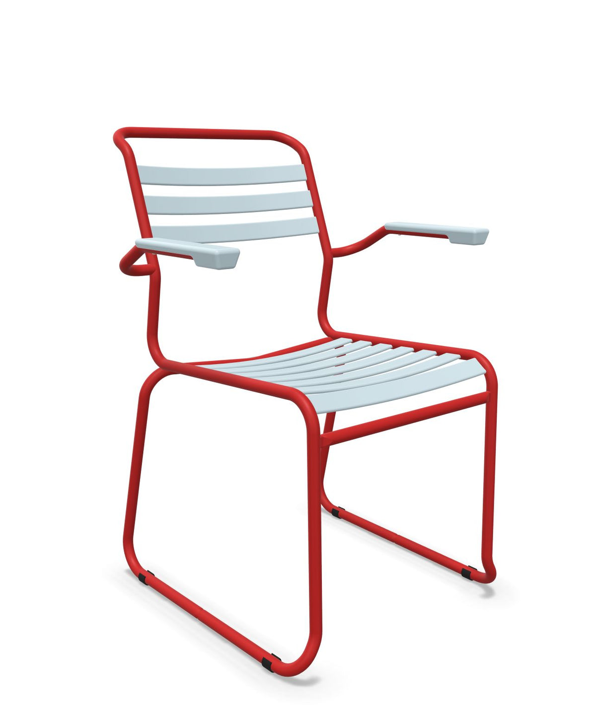 Schaffner Säntis Fauteuil Repas luge Lattes Bleu Pastel 51 Rouge 30
