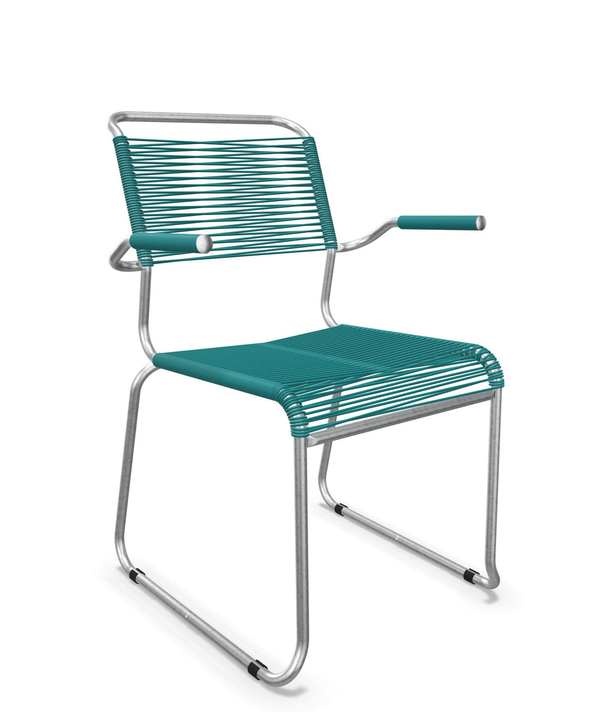 Schaffner Säntis Fauteuil repas Spaghetti pieds en luge Bleu Kali 56 Galvanisé à chaud 02