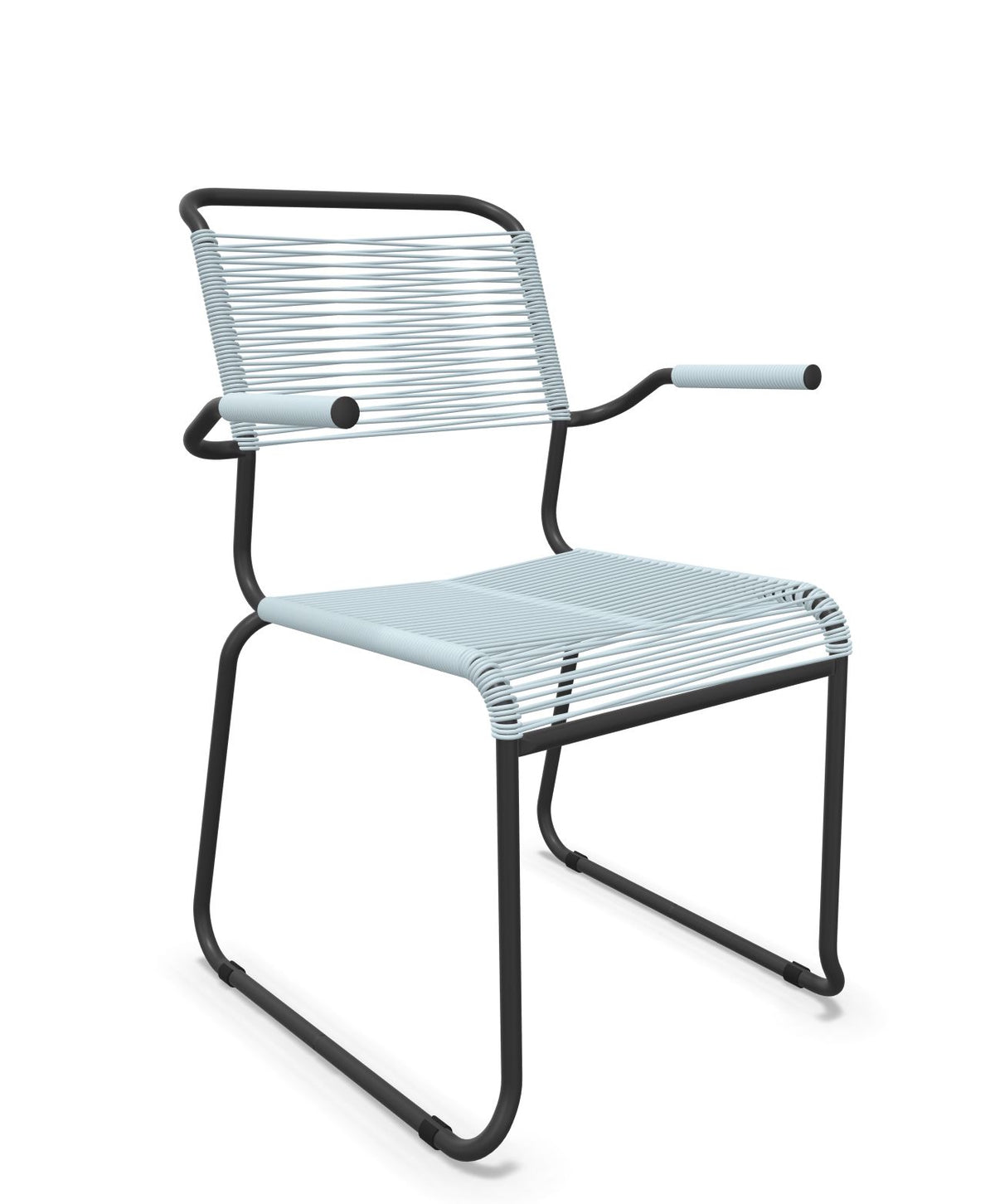 Schaffner Säntis Fauteuil repas Spaghetti pieds en luge Bleu Pastel 51 Anthracite 77