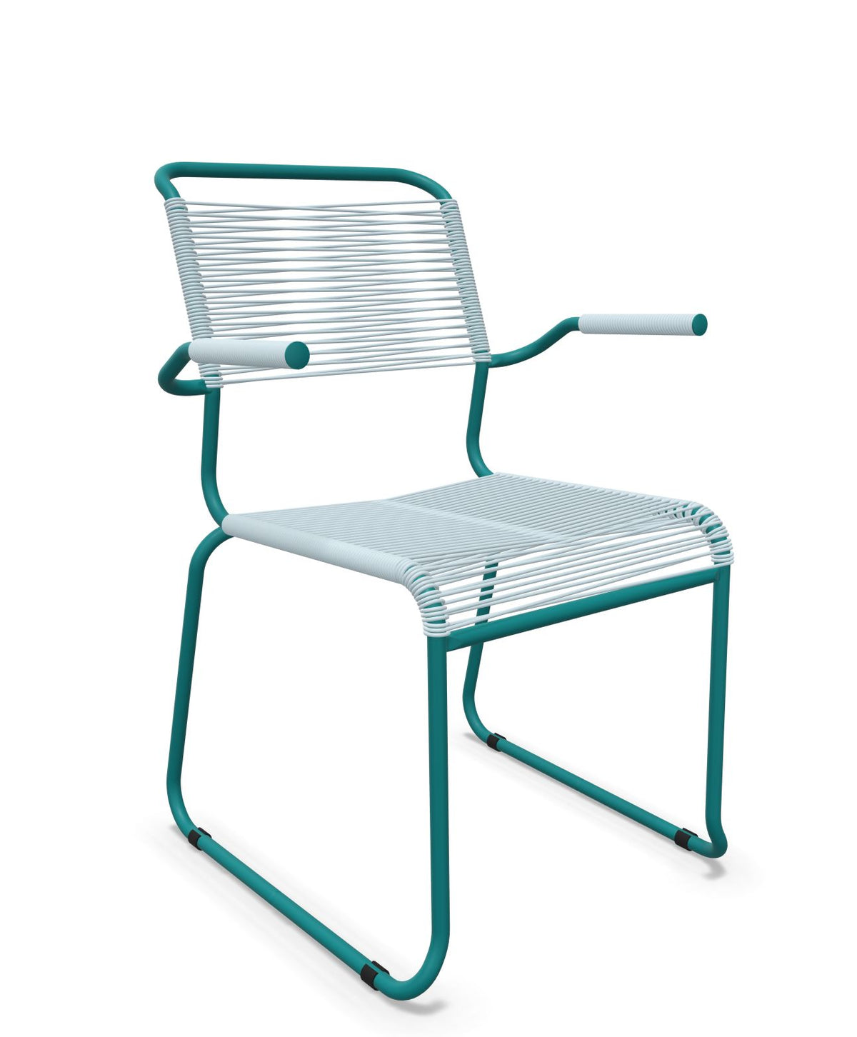 Schaffner Säntis Fauteuil repas Spaghetti pieds en luge Bleu Pastel 51 Bleu Kali 56