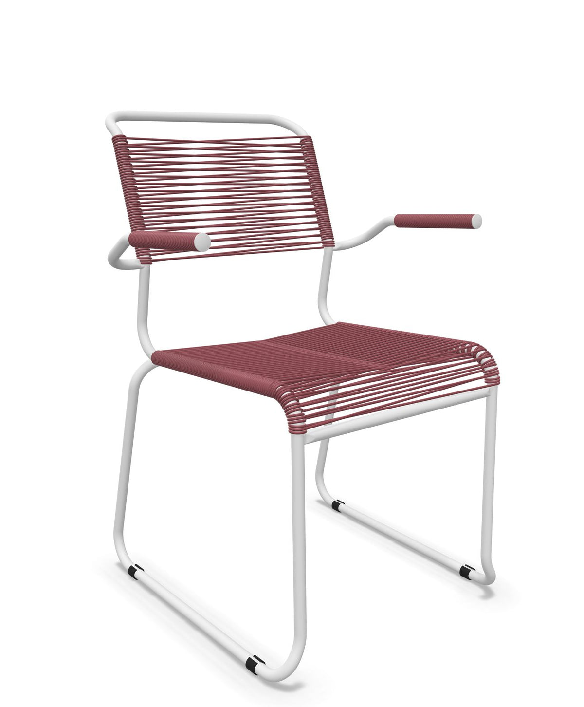 Schaffner Säntis Fauteuil repas Spaghetti pieds en luge Bordeaux 38 Blanc 90