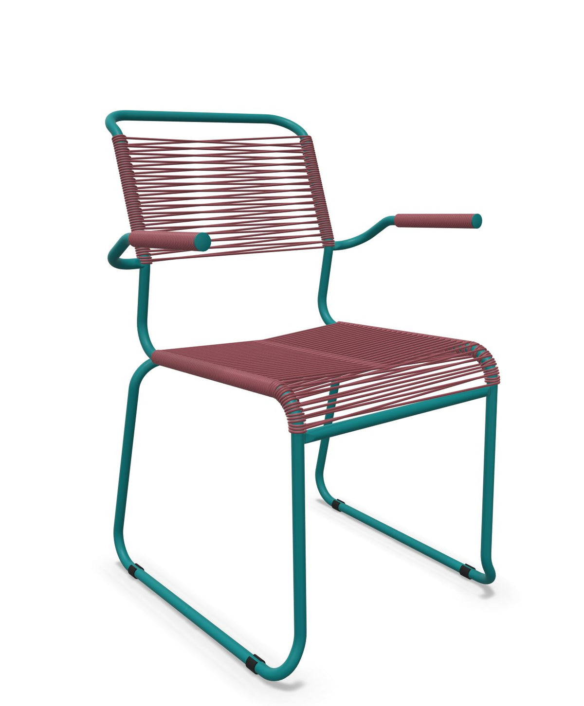 Schaffner Säntis Fauteuil repas Spaghetti pieds en luge Bordeaux 38 Bleu Kali 56