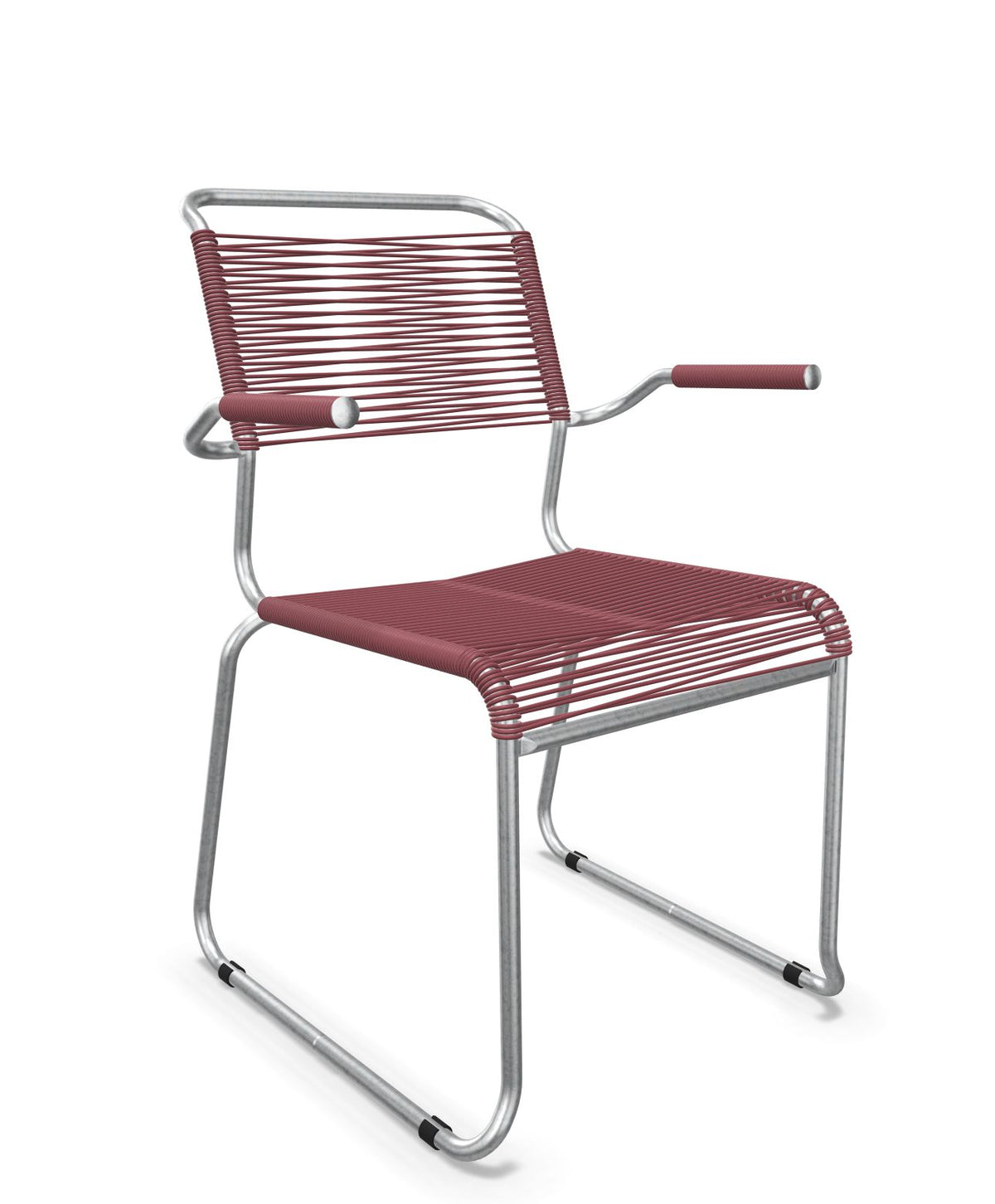 Schaffner Säntis Fauteuil repas Spaghetti pieds en luge Bordeaux 38 Galvanisé à chaud 02