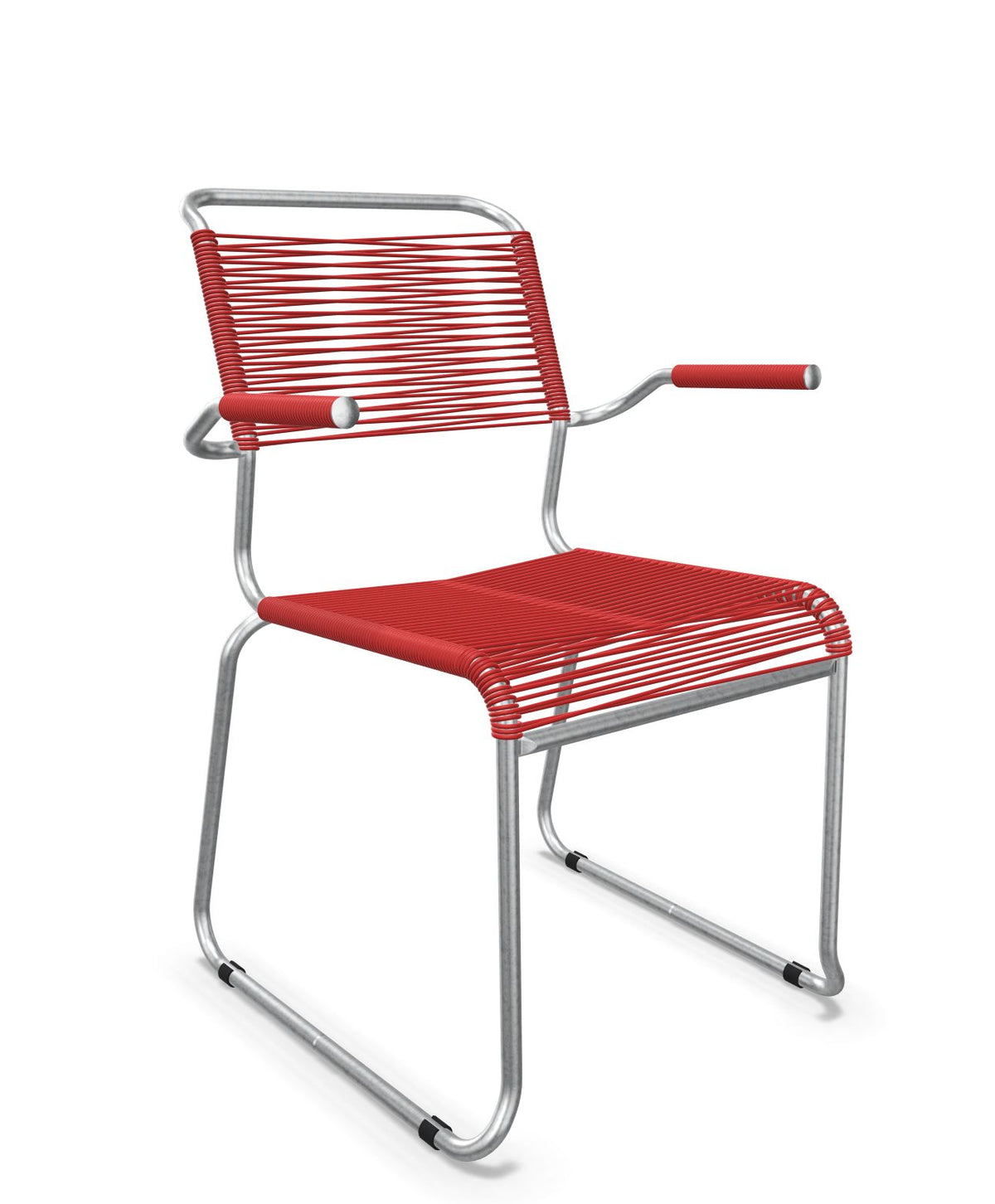 Schaffner Säntis Fauteuil repas Spaghetti pieds en luge Rouge 30 Galvanisé à chaud 02