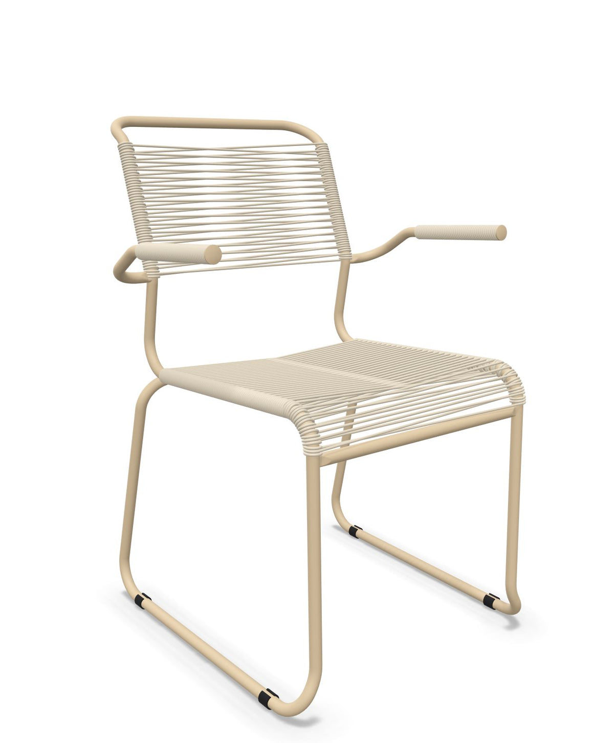Schaffner Säntis Fauteuil repas Spaghetti pieds en luge Sable Pastel 15 Marron Pastel 83