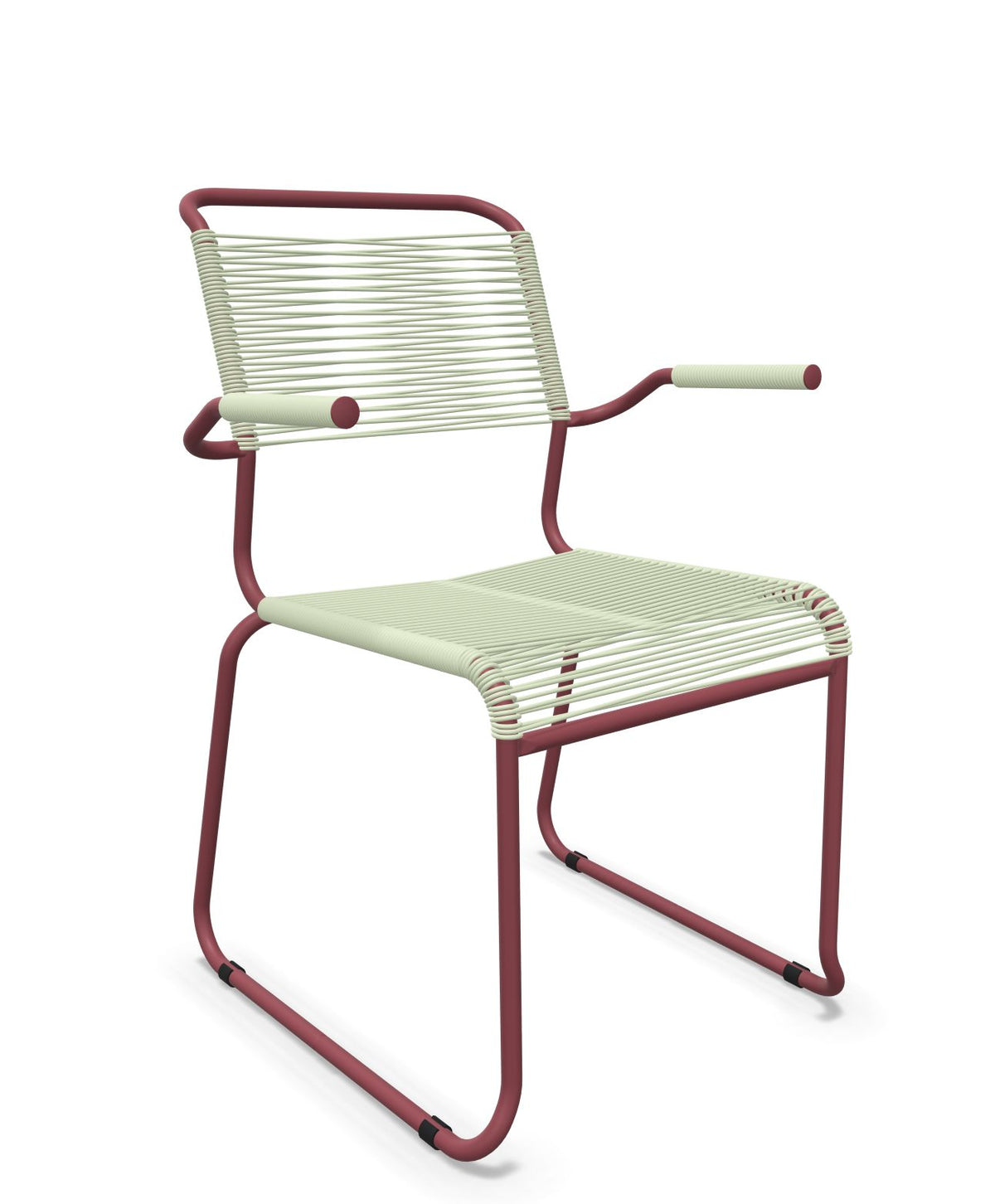 Schaffner Säntis Fauteuil repas Spaghetti pieds en luge Vert Pastel 64 Bordeaux 38
