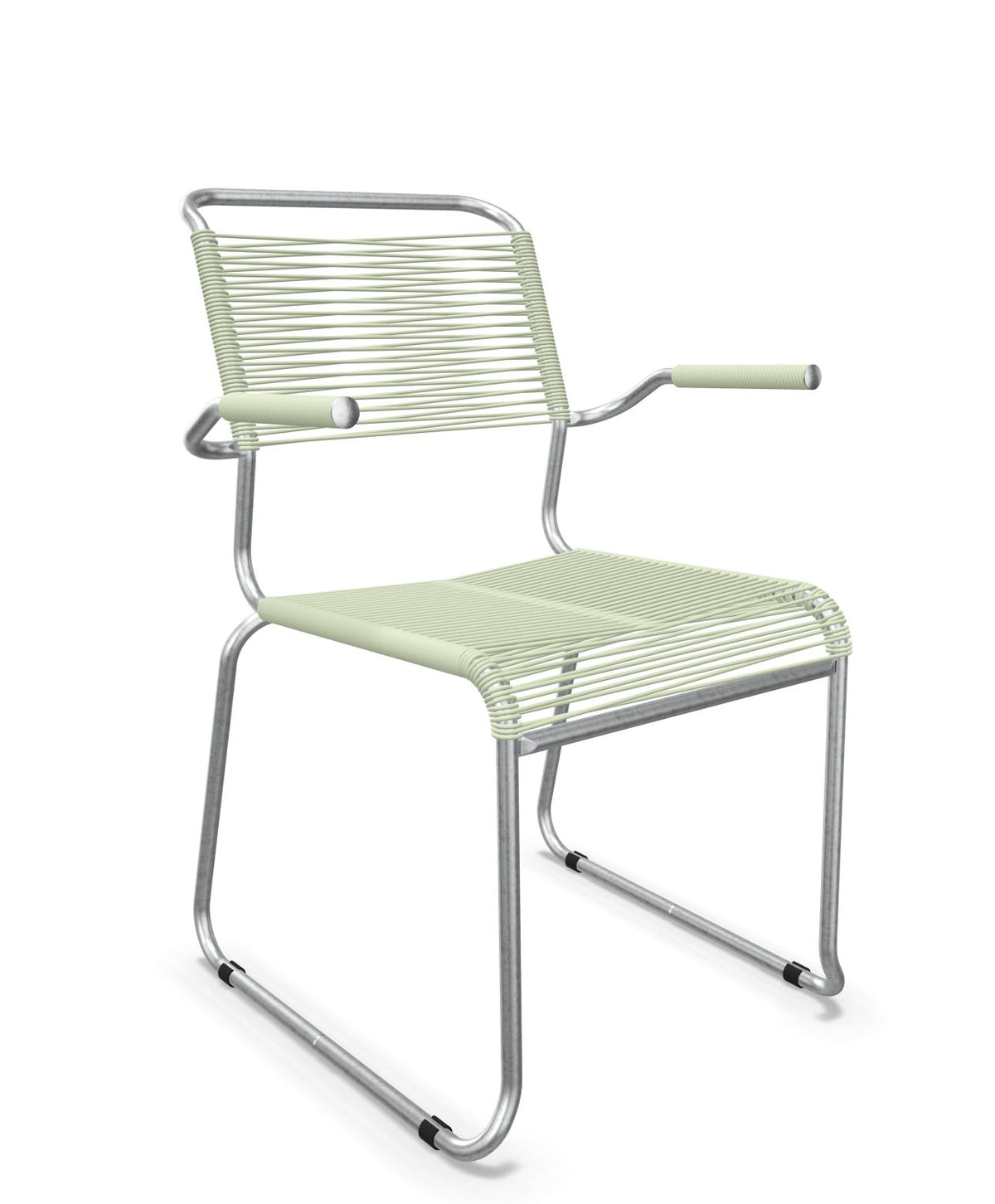 Schaffner Säntis Fauteuil repas Spaghetti pieds en luge Vert Pastel 64 Galvanisé à chaud 02