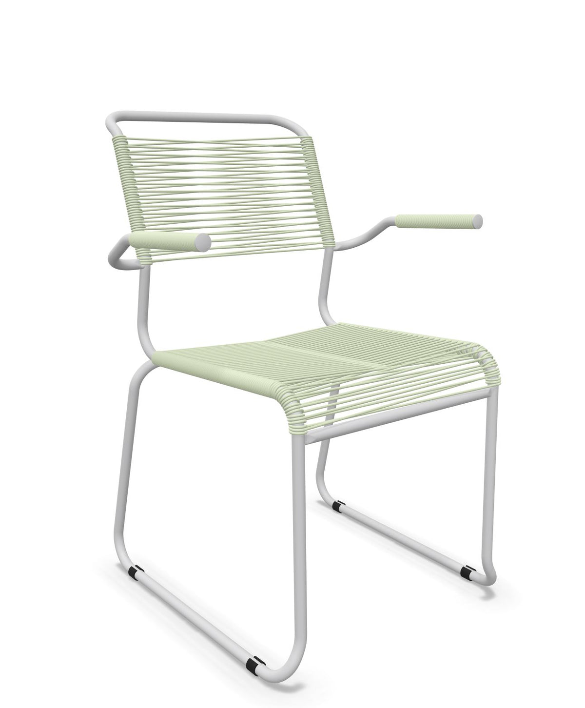 Schaffner Säntis Fauteuil repas Spaghetti pieds en luge Vert Pastel 64 Gris Argent 78