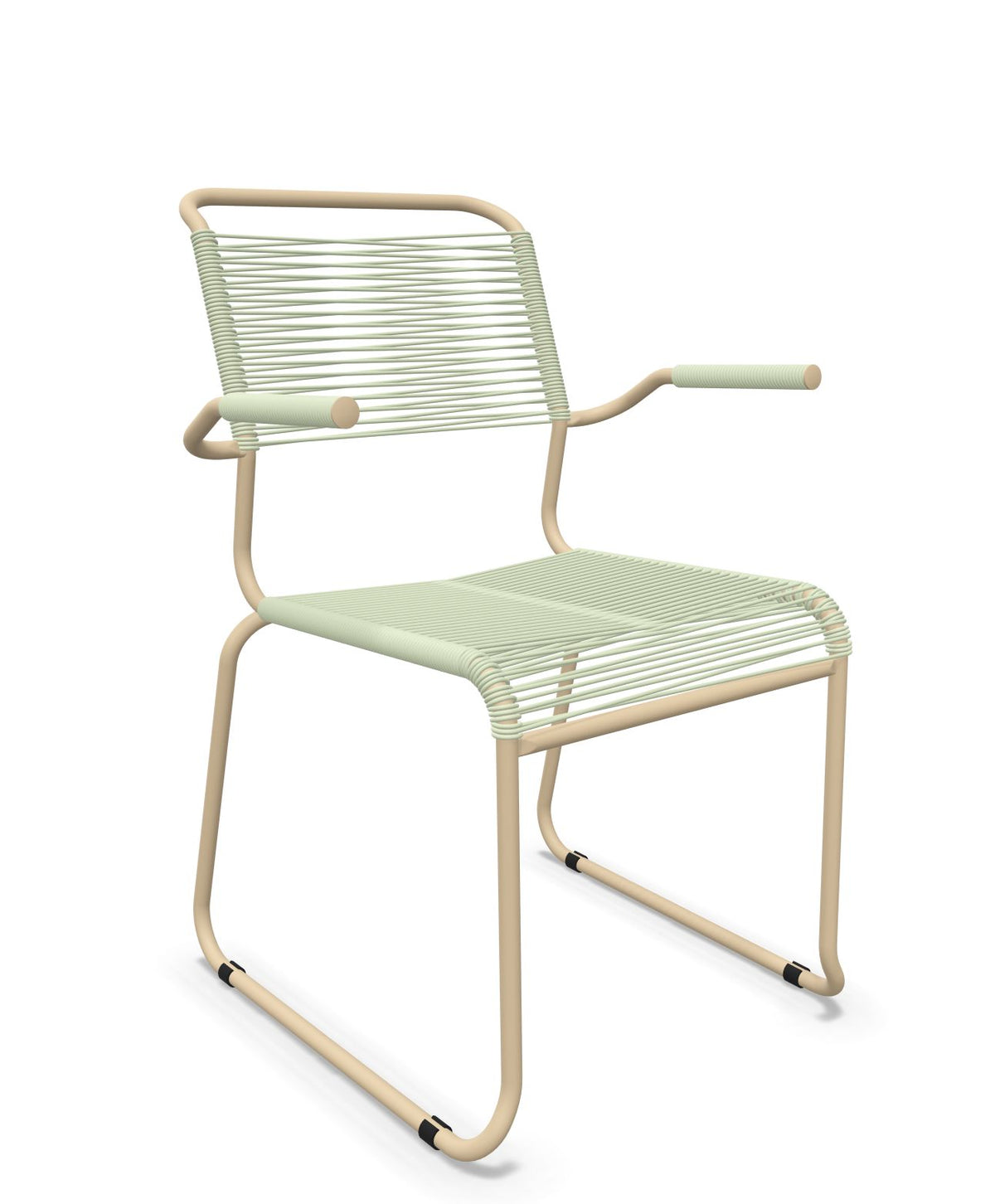 Schaffner Säntis Fauteuil repas Spaghetti pieds en luge Vert Pastel 64 Marron Pastel 83