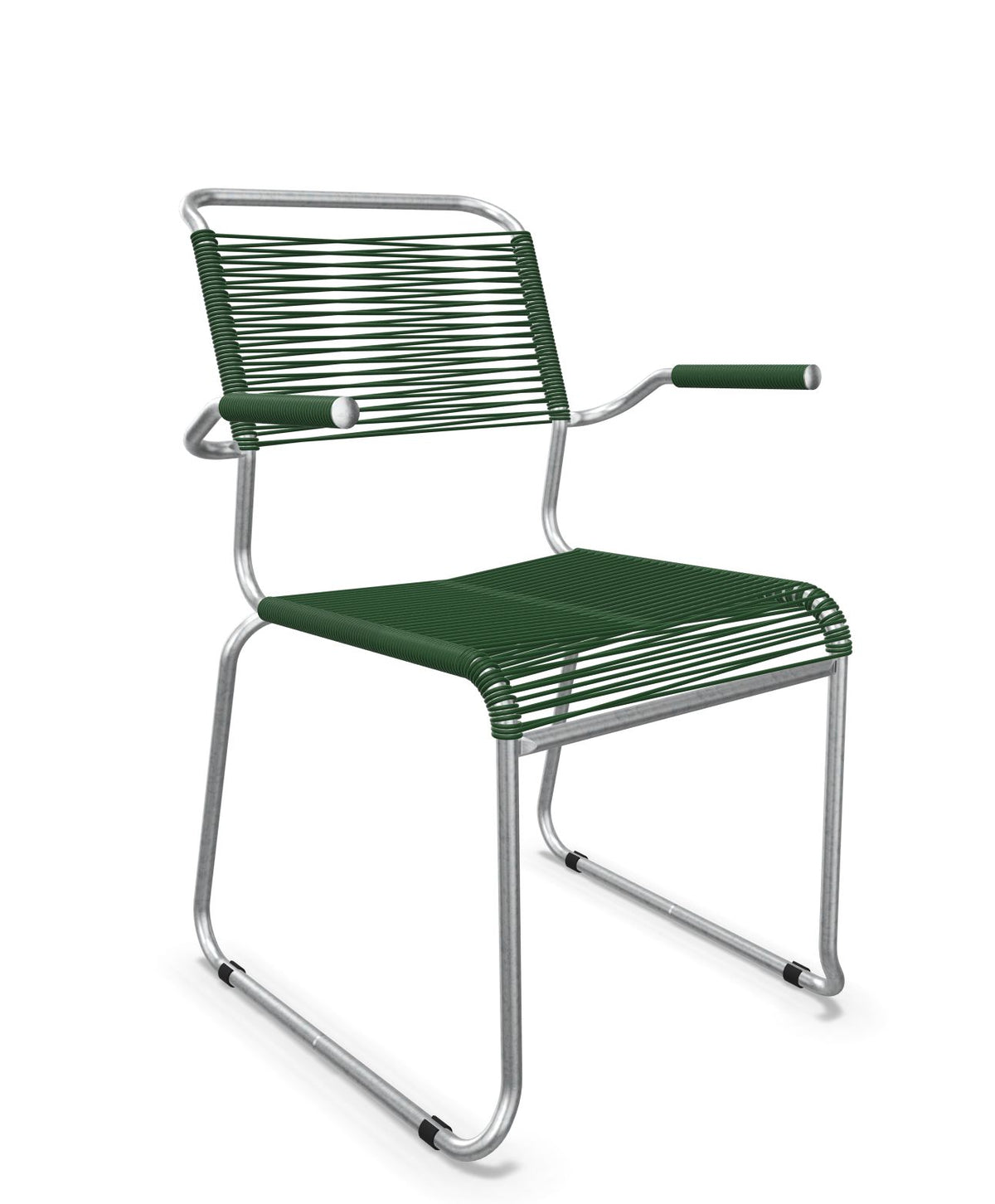 Schaffner Säntis Fauteuil repas Spaghetti pieds en luge Vert Sapin 66 Galvanisé à chaud 02