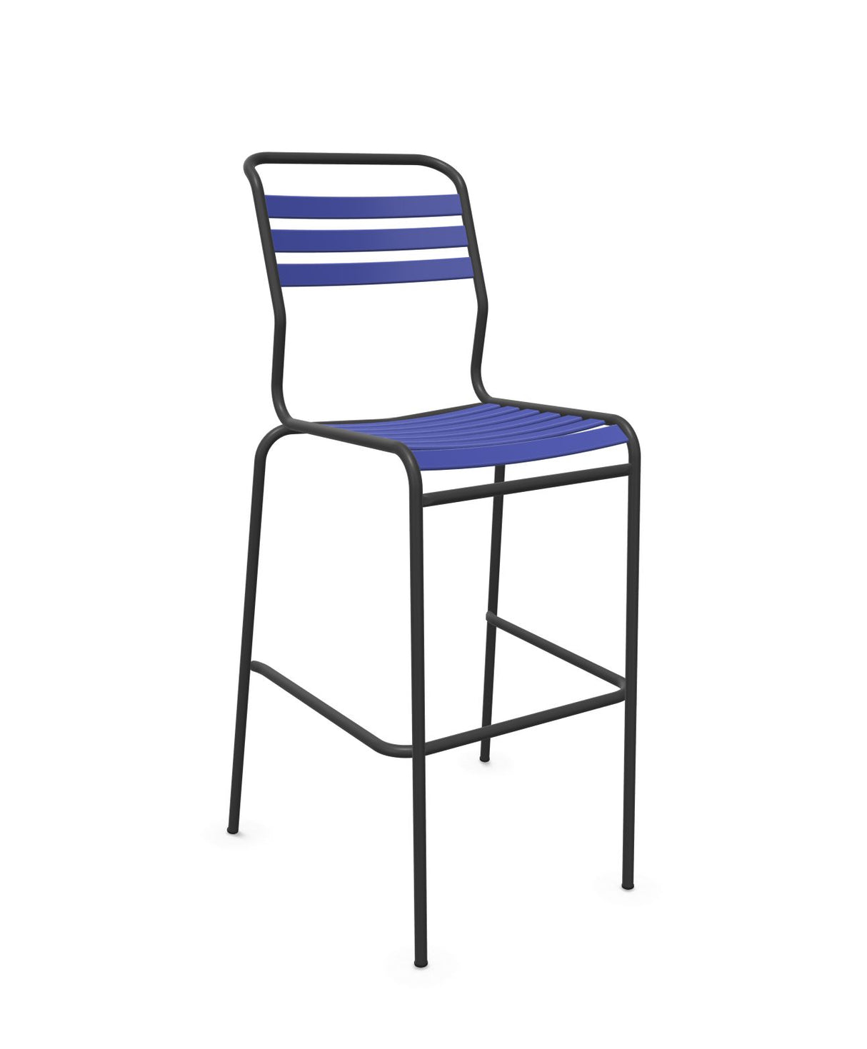 Schaffner Säntis Tabouret de bar à lattes Bleu 53 Anthracite 77