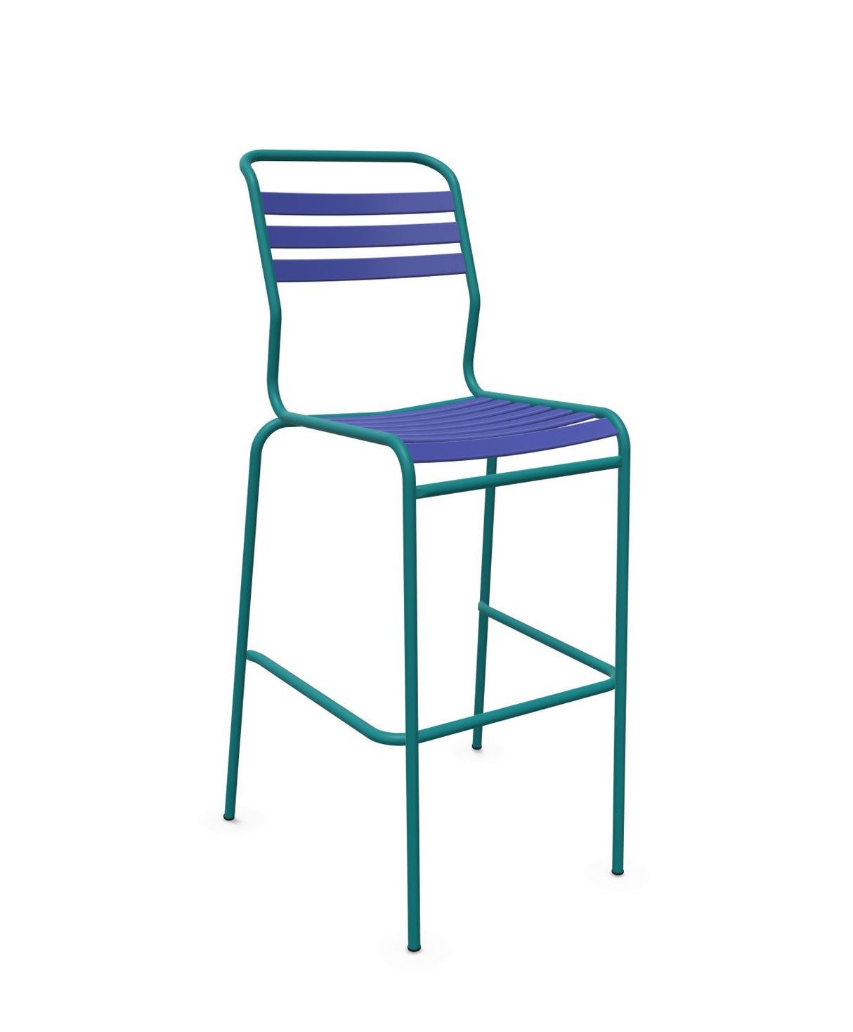 Schaffner Säntis Tabouret de bar à lattes Bleu 53 Bleu Kali 56