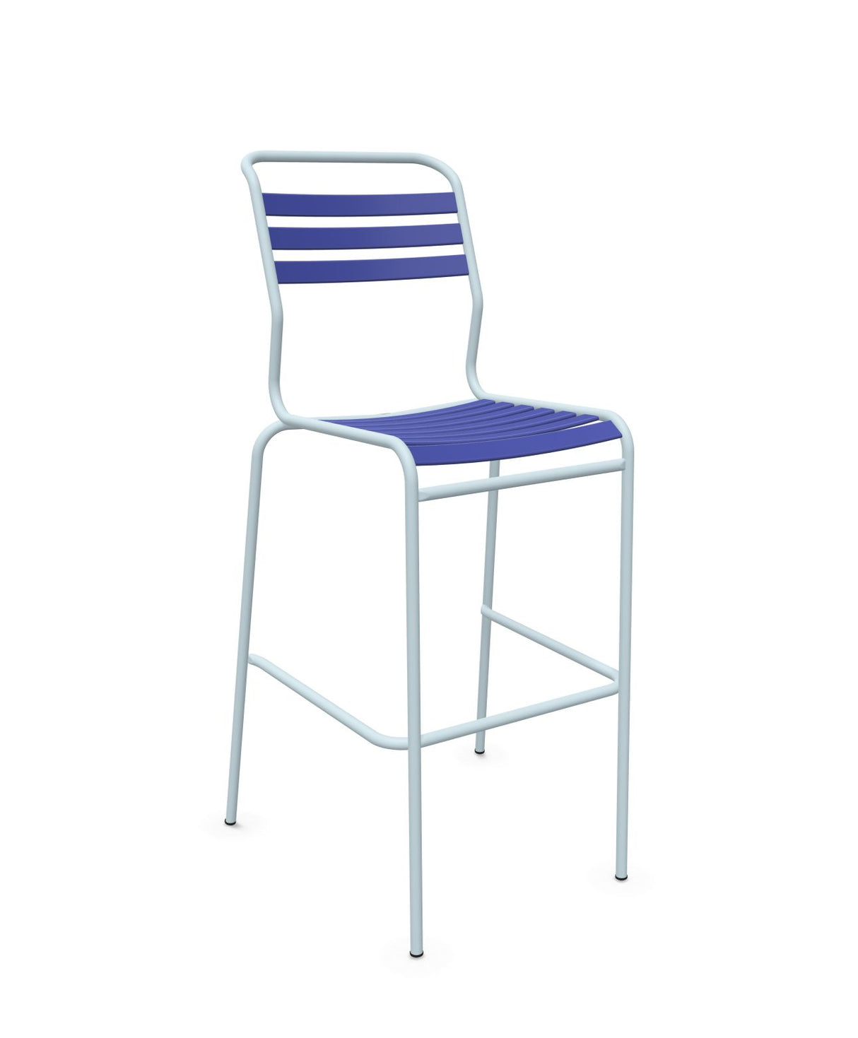 Schaffner Säntis Tabouret de bar à lattes Bleu 53 Bleu Pastel 51