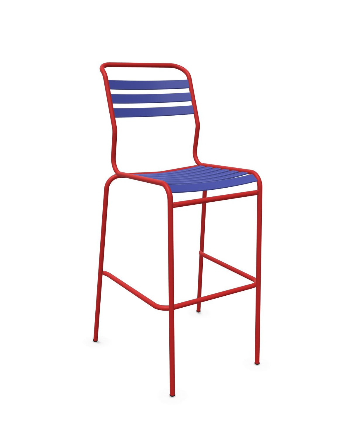 Schaffner Säntis Tabouret de bar à lattes Bleu 53 Rouge 30