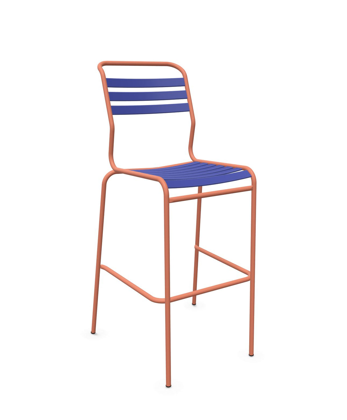 Schaffner Säntis Tabouret de bar à lattes Bleu 53 Terracotta 84