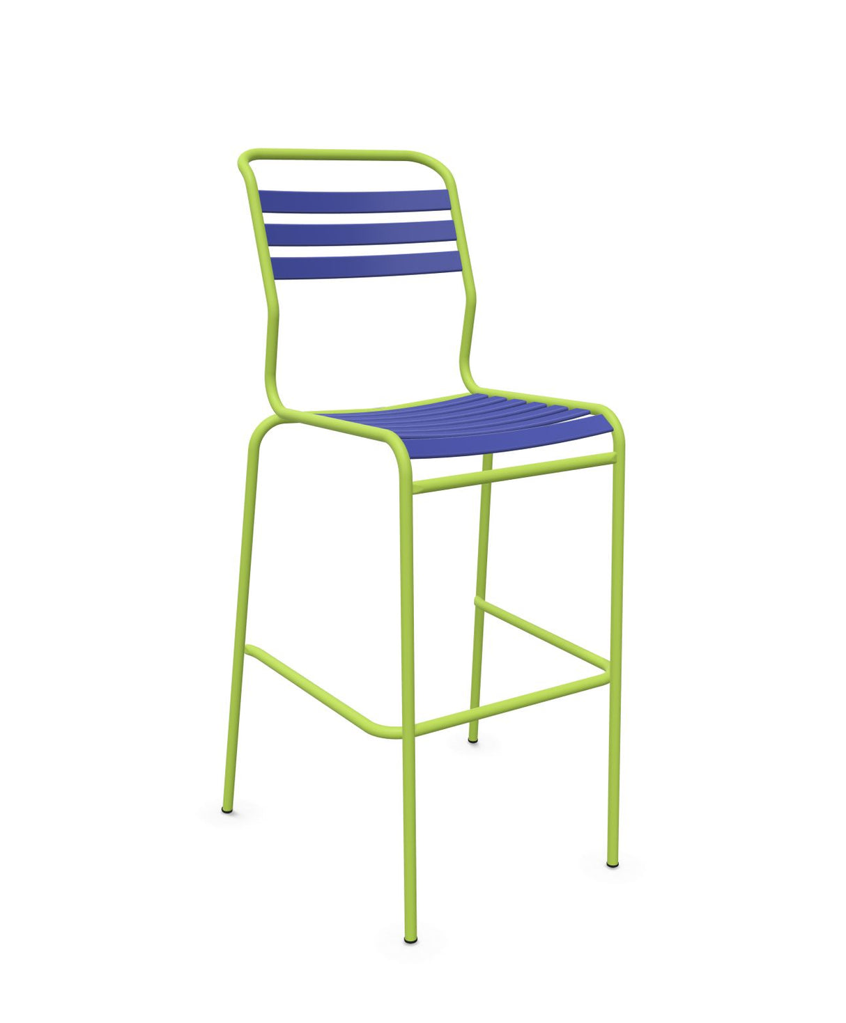 Schaffner Säntis Tabouret de bar à lattes Bleu 53 Vert Clair 63
