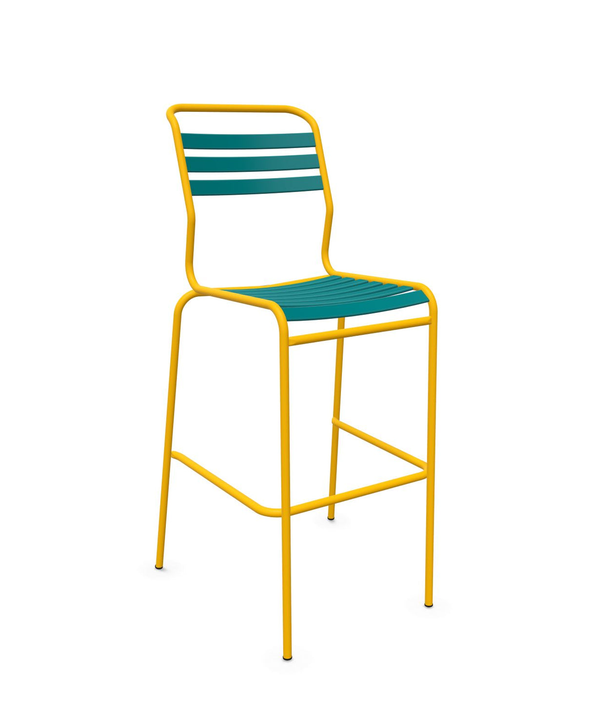 Schaffner Säntis Tabouret de bar à lattes Bleu Kali 56 Jaune 11