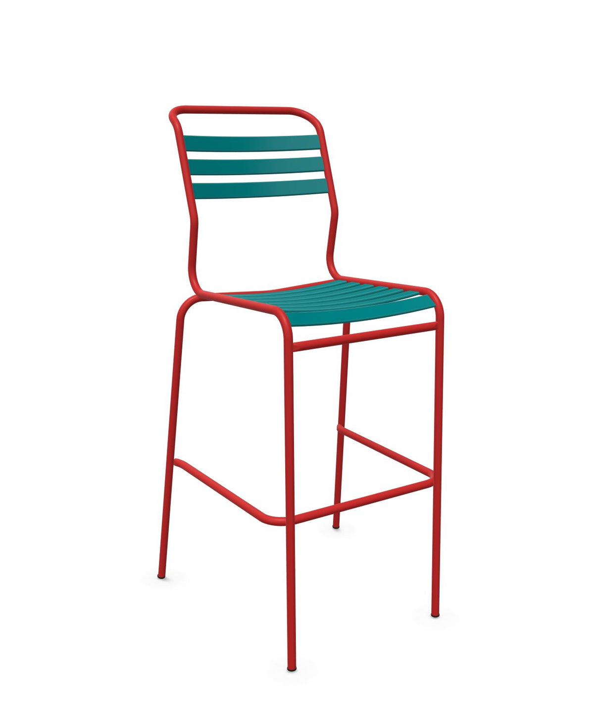 Schaffner Säntis Tabouret de bar à lattes Bleu Kali 56 Rouge 30