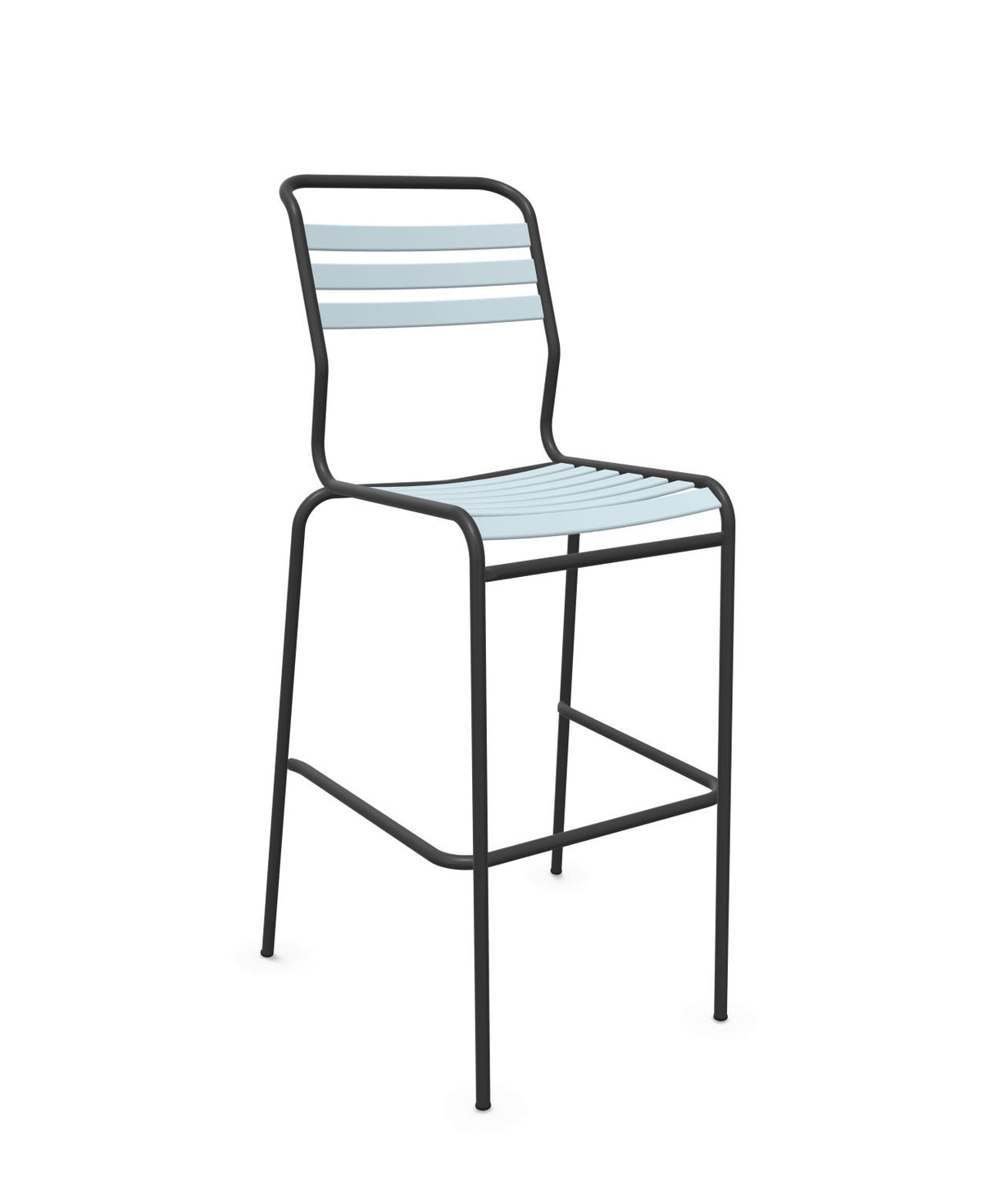Schaffner Säntis Tabouret de bar à lattes Bleu Pastel 51 Anthracite 77
