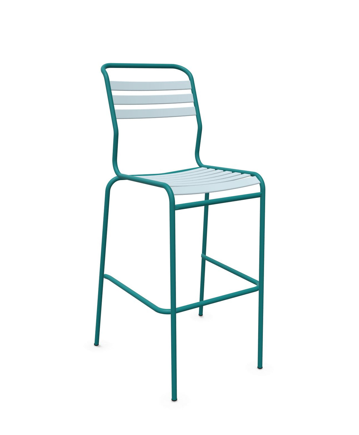 Schaffner Säntis Tabouret de bar à lattes Bleu Pastel 51 Bleu Kali 56