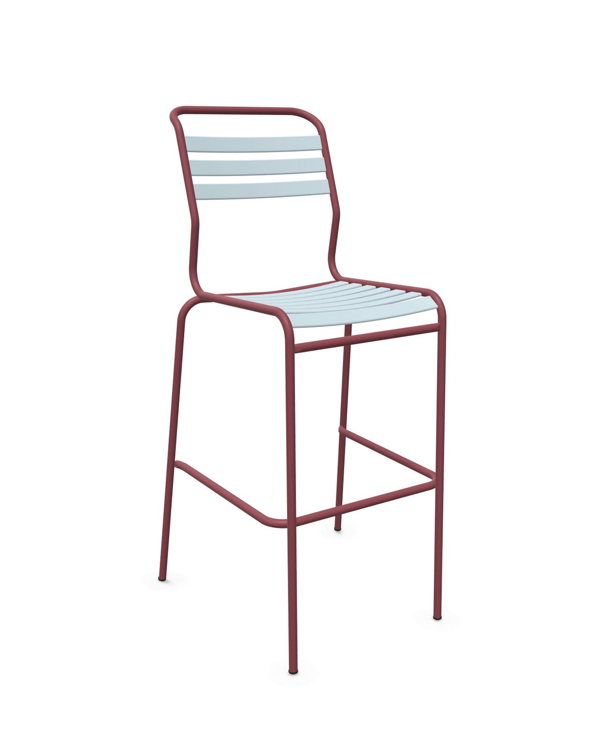 Schaffner Säntis Tabouret de bar à lattes Bleu Pastel 51 Bordeaux 38
