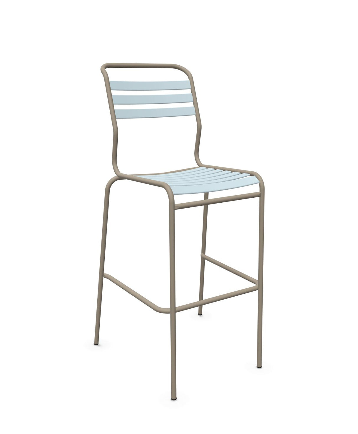Schaffner Säntis Tabouret de bar à lattes Bleu Pastel 51 Champagne 85