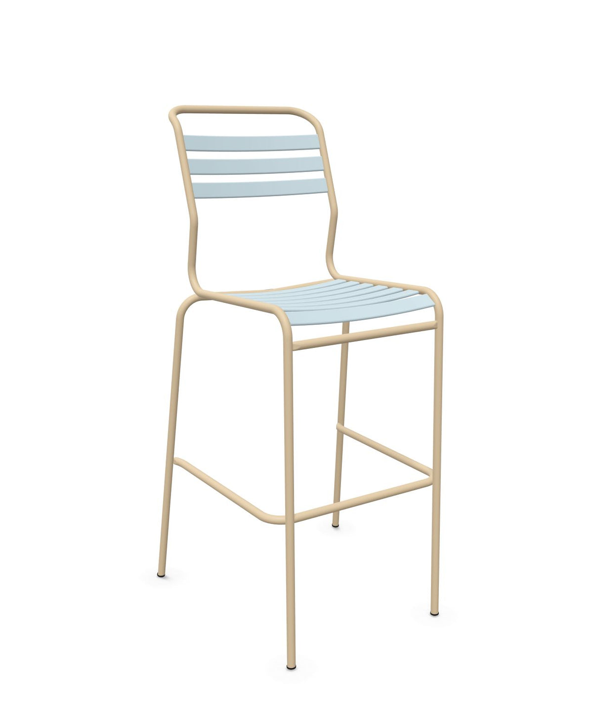Schaffner Säntis Tabouret de bar à lattes Bleu Pastel 51 Marron Pastel 83