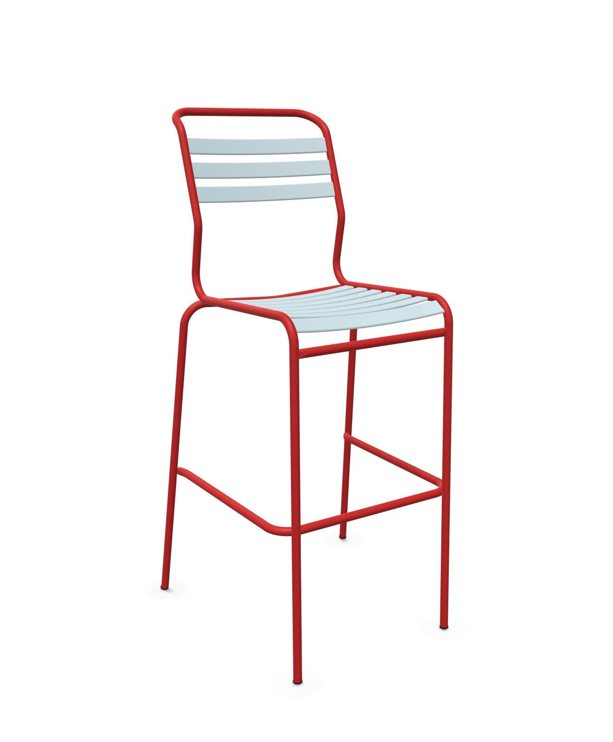Schaffner Säntis Tabouret de bar à lattes Bleu Pastel 51 Rouge 30