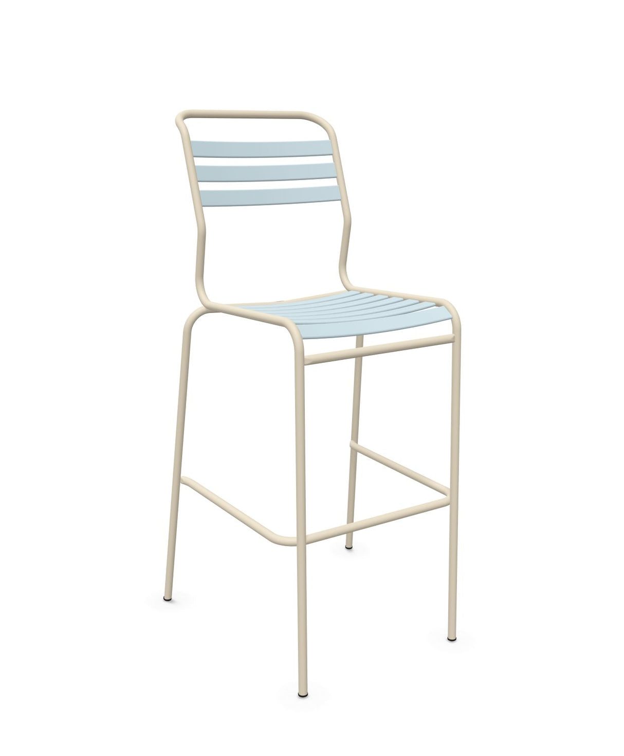 Schaffner Säntis Tabouret de bar à lattes Bleu Pastel 51 Sable Pastel 15