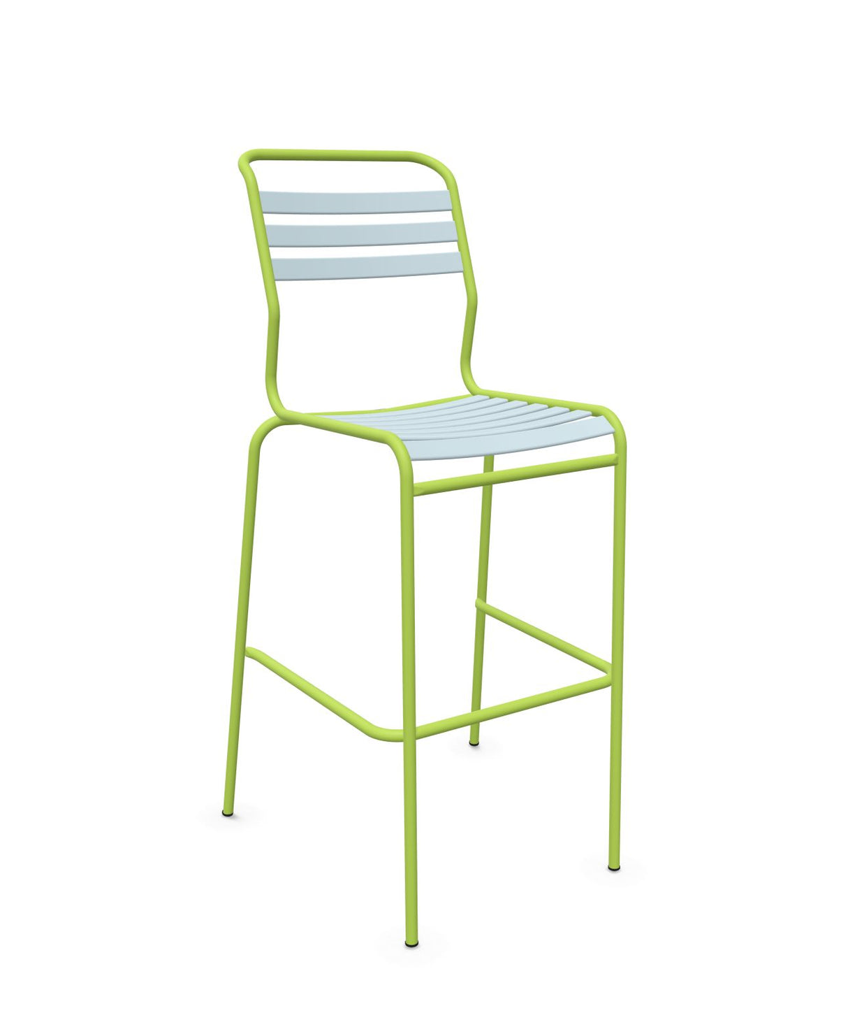Schaffner Säntis Tabouret de bar à lattes Bleu Pastel 51 Vert Clair 63