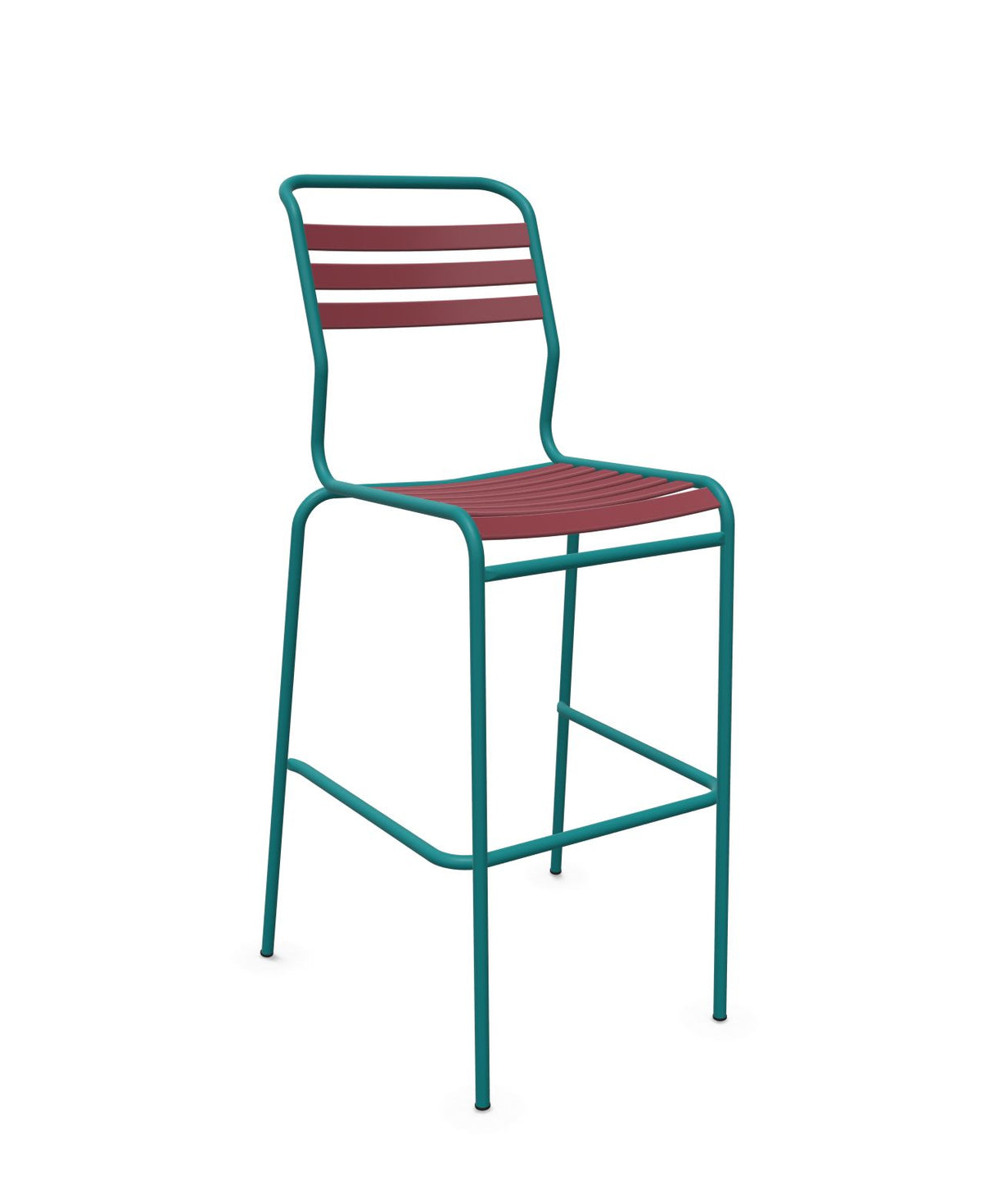 Schaffner Säntis Tabouret de bar à lattes Bordeaux 38 Bleu Kali 56