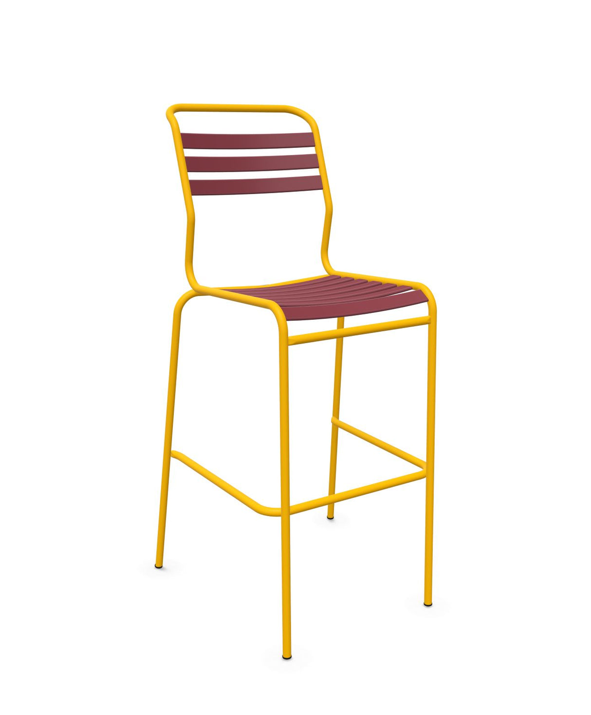 Schaffner Säntis Tabouret de bar à lattes Bordeaux 38 Jaune 11