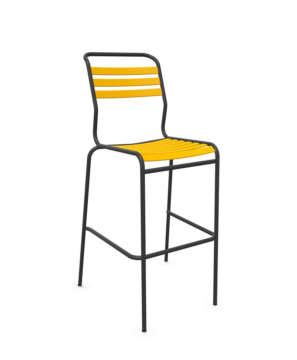 Schaffner Säntis Tabouret de bar à lattes Jaune 11 Anthracite 77